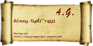 Alexy Györgyi névjegykártya
